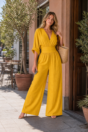 Combinaison col V taille haute | Variante Jaune - Lifestyle | Lounelle Paris