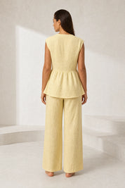 Ensemble pantalon jaune col V | Lounelle Paris