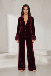 Ensemble velours bordeaux pantalon large | Lounelle Paris