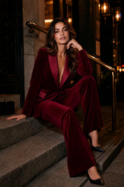 Ensemble velours revers satinés | Variante Rouge - Lifestyle | Lounelle Paris