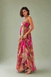 Robe longue bandeau évasée | Vue de profil | Lounelle Paris