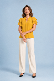 Blouse col V manches volantées | Variante Jaune | Lounelle Paris
