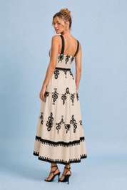 Robe longue abricot imprimée smockée | Vue de dos | Lounelle Paris