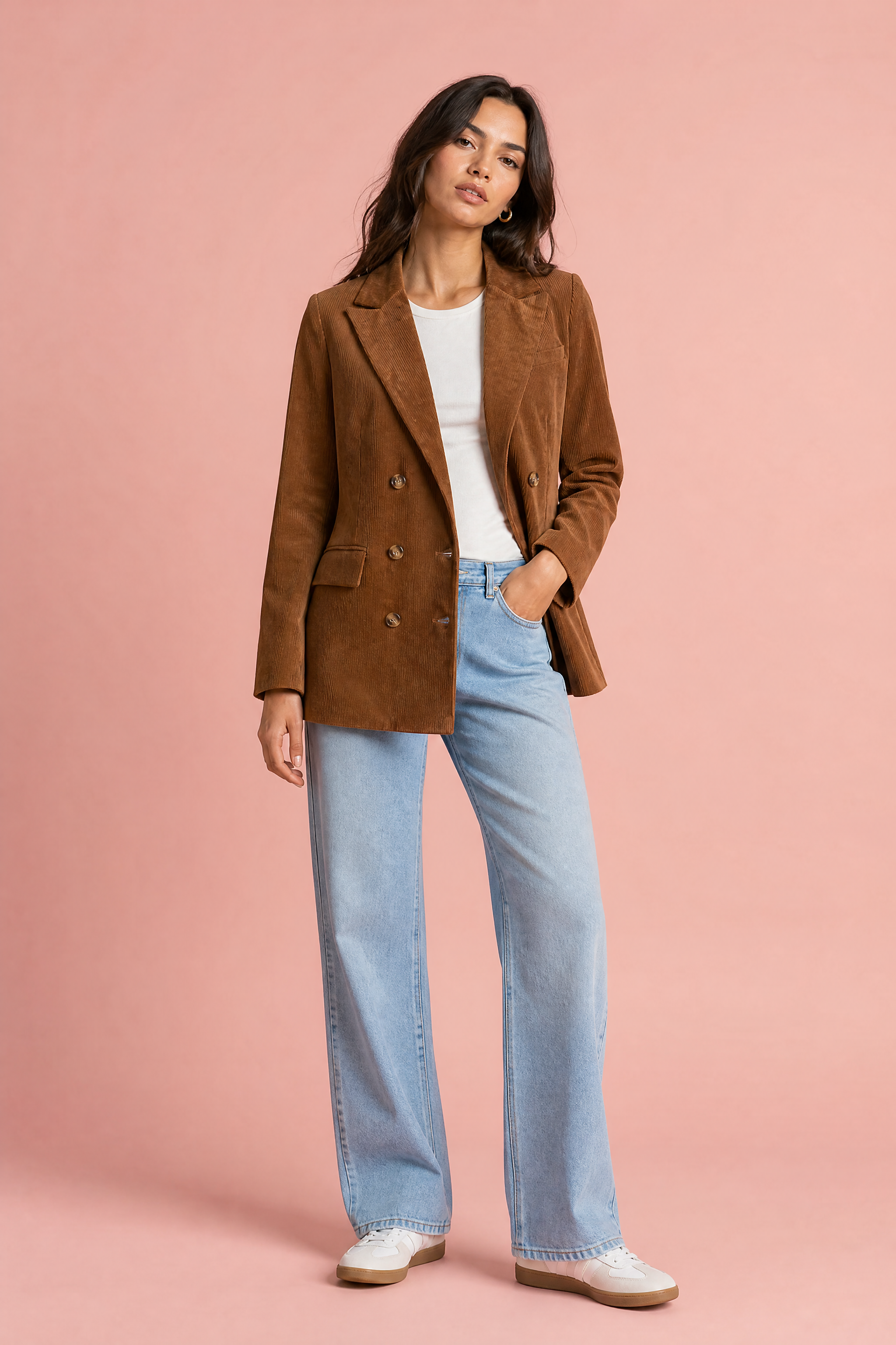 Blazer mi-long velours côtelé | Vue de face | Lounelle Paris
