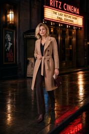 Manteau long ceinturé à col tailleur | Deuxième photo lifestyle | Lounelle Paris