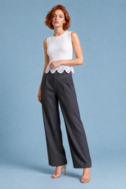 Top en dentelle bretelles larges | Variante Blanc | Lounelle Paris