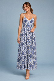 Robe longue blanche fines bretelles | Vue de face | Lounelle Paris