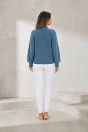 Gilet bleu zippé col montant | Lounelle Paris