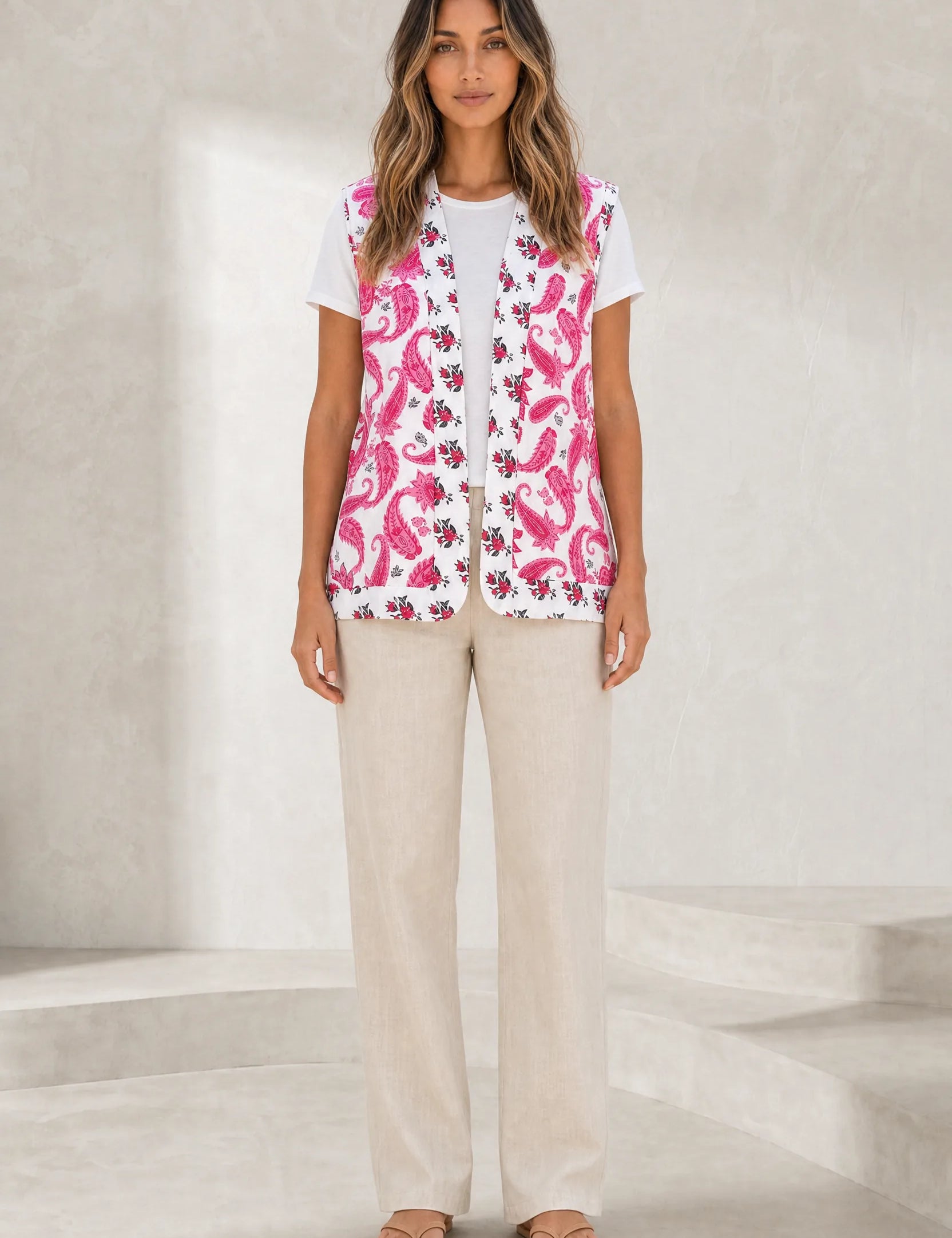 Gilet matelassé imprimé col V | Lounelle Paris