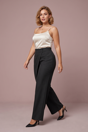 Pantalon taille haute asymétrique | Vue de face | Lounelle Paris