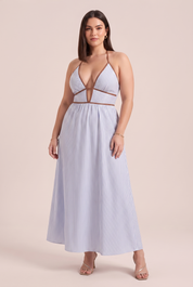 Robe longue col licou dos nu | Porté sur une silhouette plus ronde | Lounelle Paris