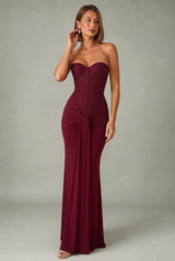 Drapiertes trägerloses Maxikleid