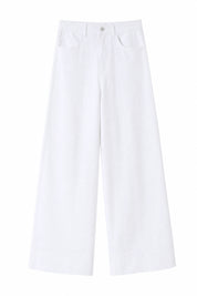 Jean blanc taille mi-haute coupe large | Lounelle Paris