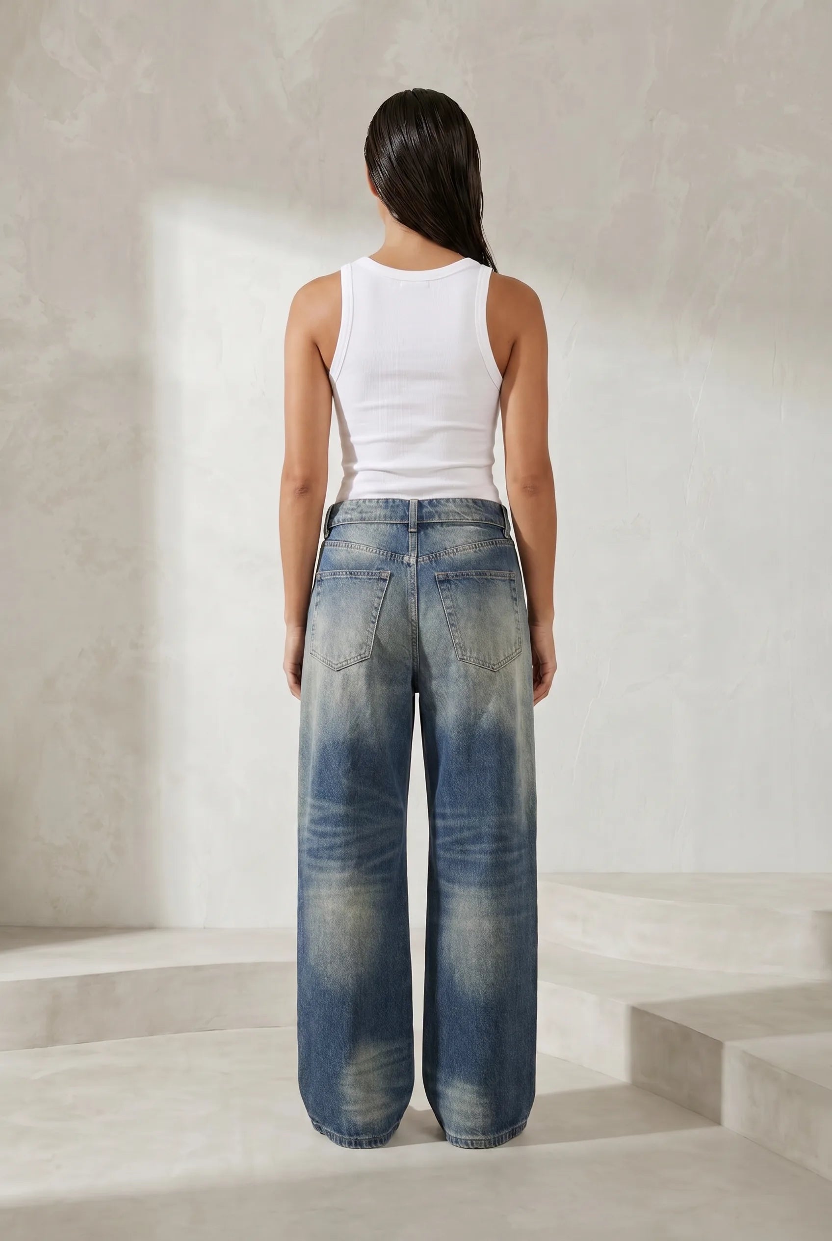 Jean bleu ample taille rabattable | Lounelle Paris