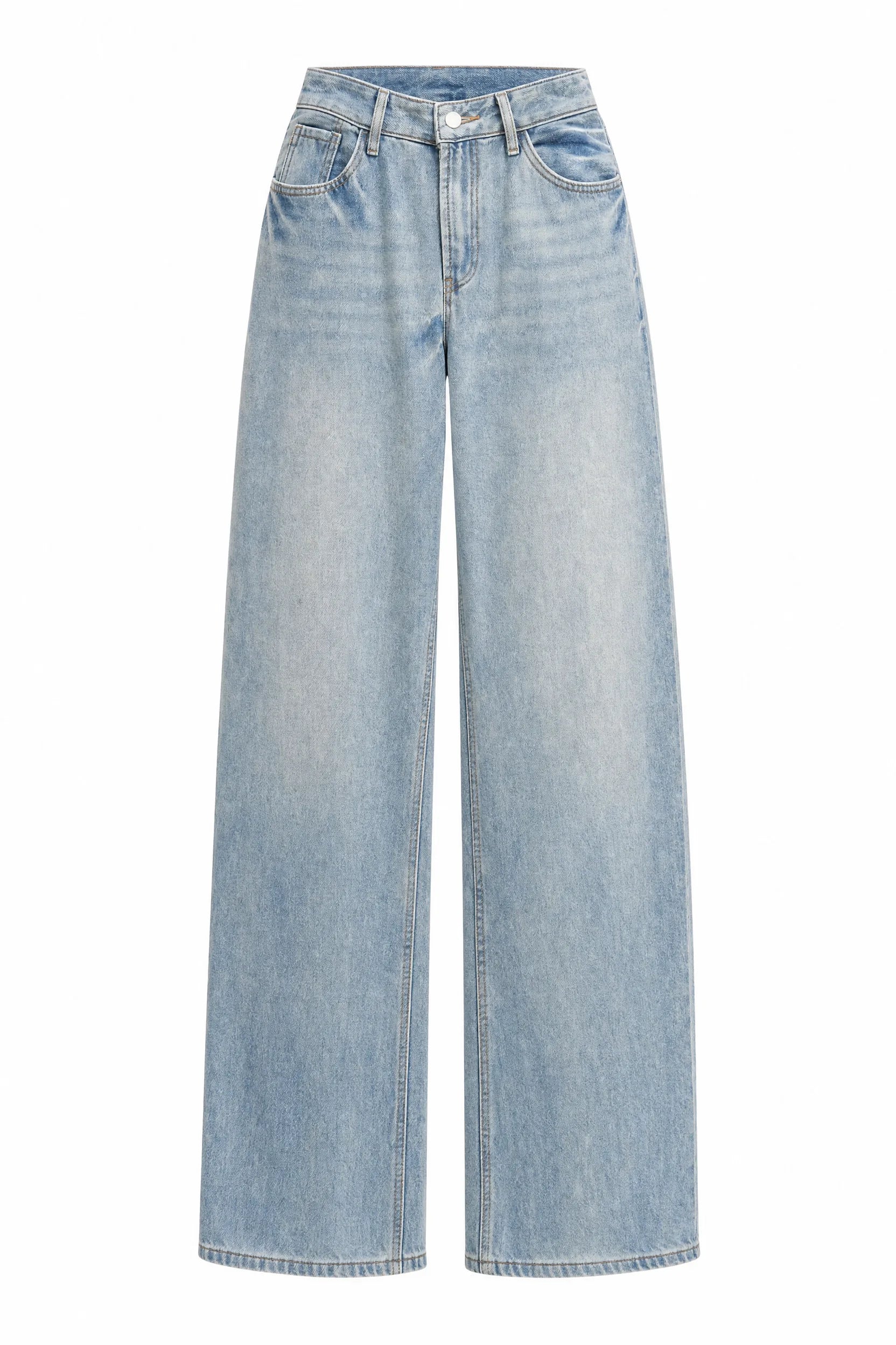 Jean bleu clair taille haute large | Lounelle Paris