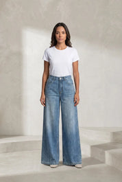 Jean bleu coupe ample taille mi-haute | Lounelle Paris