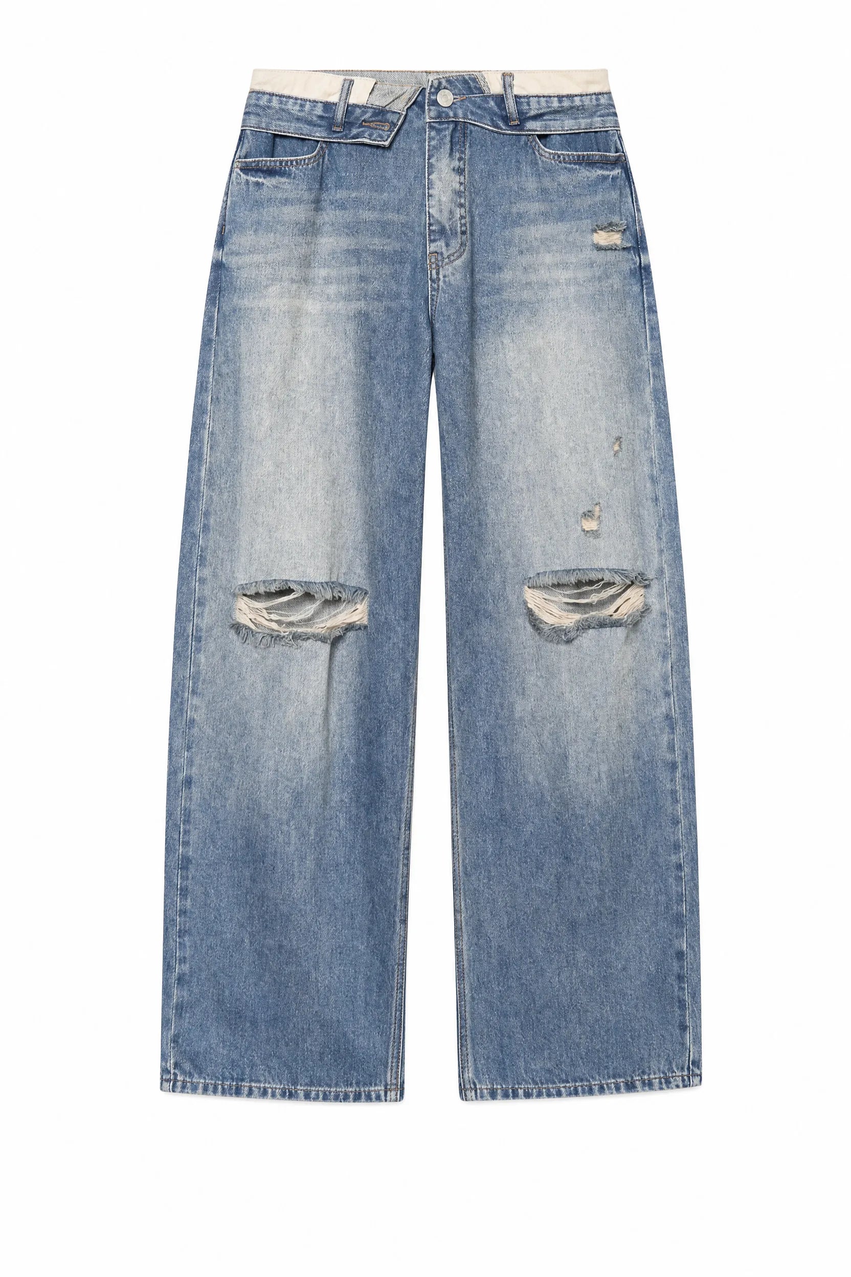 Jean bleu coupe ample taille mi-haute | Lounelle Paris
