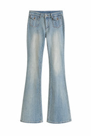 Jean bleu délavé taille basse évasé | Lounelle Paris