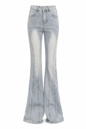 Jean bleu délavé taille haute évasé | Lounelle Paris