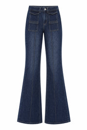 Jean bleu foncé taille haute évasé | Lounelle Paris