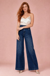 Jean bleu taille haute coupe large | Variante Bleu | Lounelle Paris