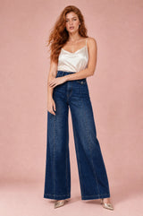 Blaue High-Waist-Jeans mit weitem Schnitt