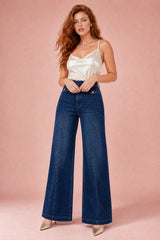 Blaue High-Waist-Jeans mit weitem Schnitt