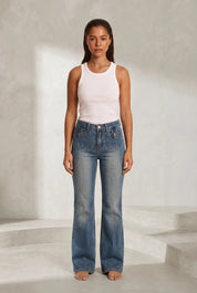 Jean bleu taille haute évasé | Lounelle Paris