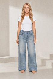 Jean large bleu clair taille mi-haute | Lounelle Paris