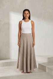 Jupe longue beige évasée | Lounelle Paris