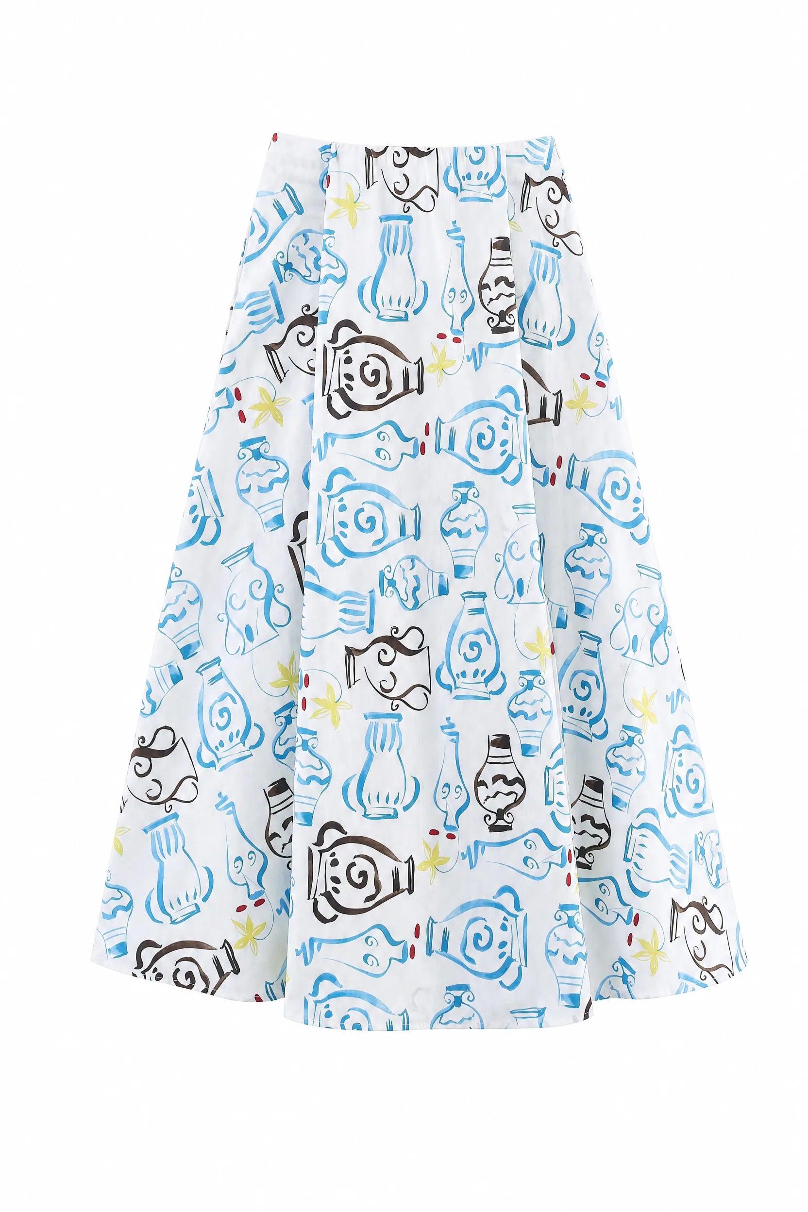 Jupe midi blanche fluide imprimée | Lounelle Paris