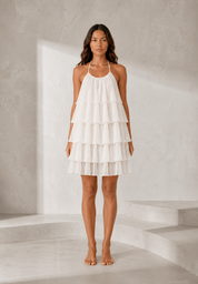 Robe blanche col halter dos nu | Lounelle Paris