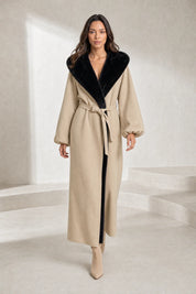 Manteau beige matelassé à capuche | Lounelle Paris
