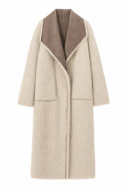 Manteau long réversible col duveteux | Lounelle Paris