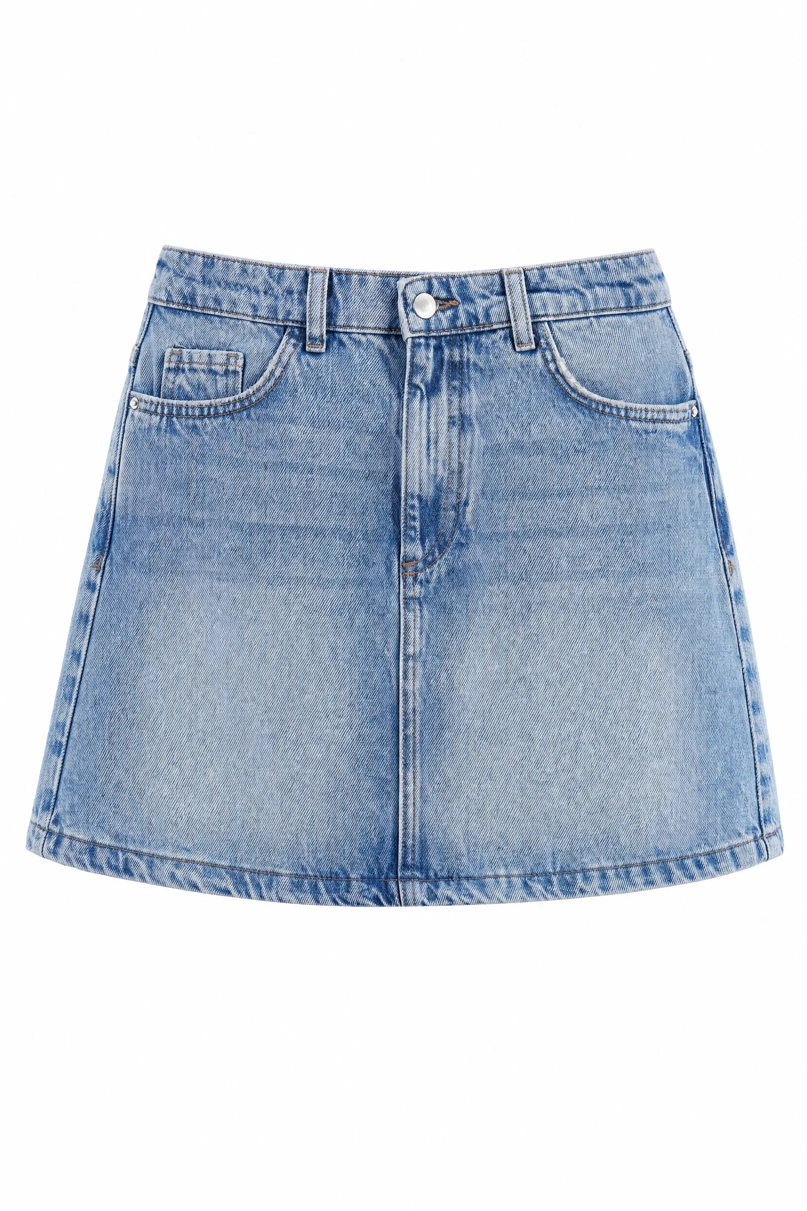 Mini jupe denim bleu évasée | Lounelle Paris