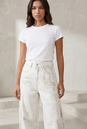 Pantalon blanc ample effet délavé | Lounelle Paris