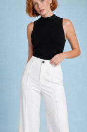 Pantalon de tailleur fluide taille haute | Vue rapprochée | Lounelle Paris
