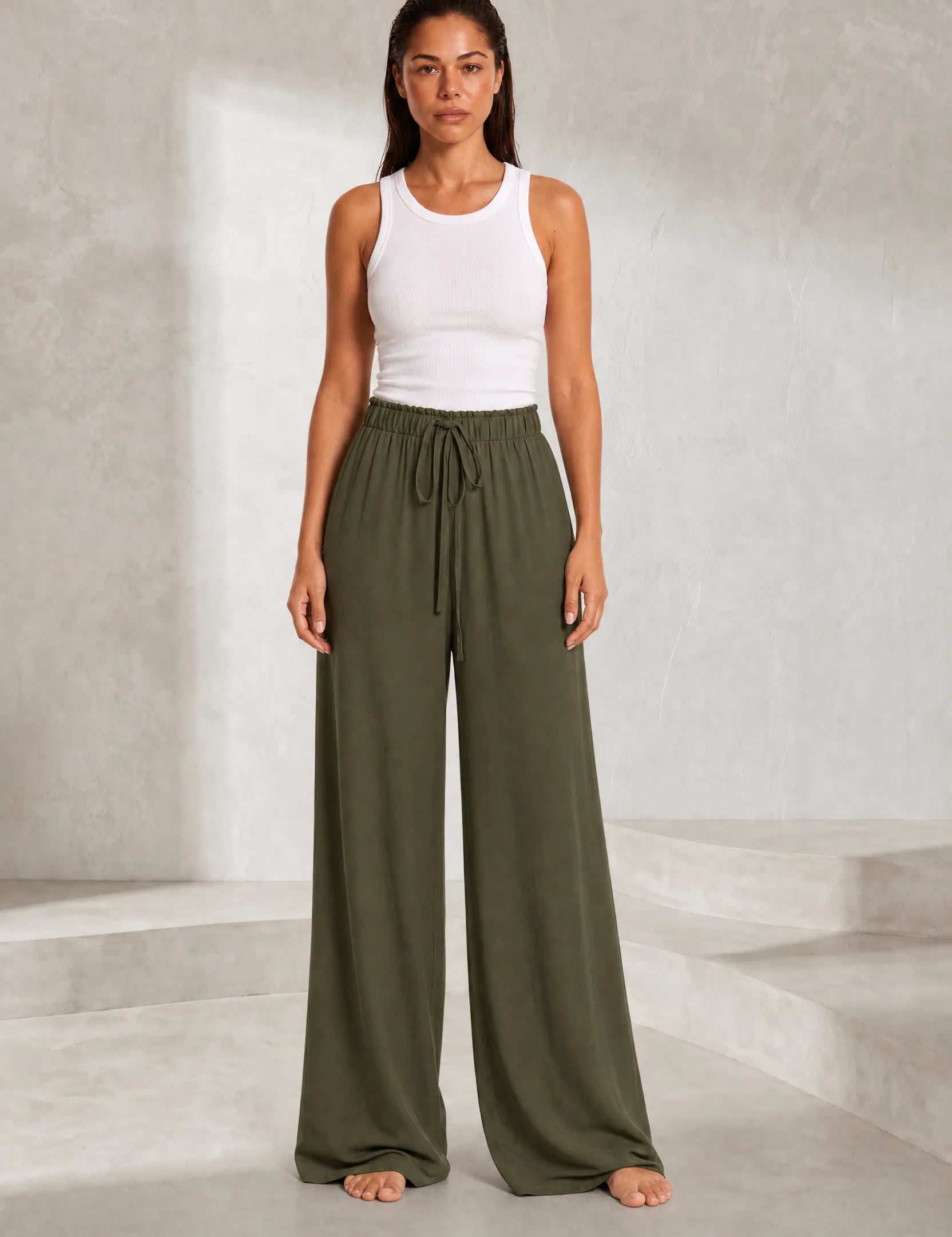 Pantalon fluide large taille cordon | Lounelle Paris