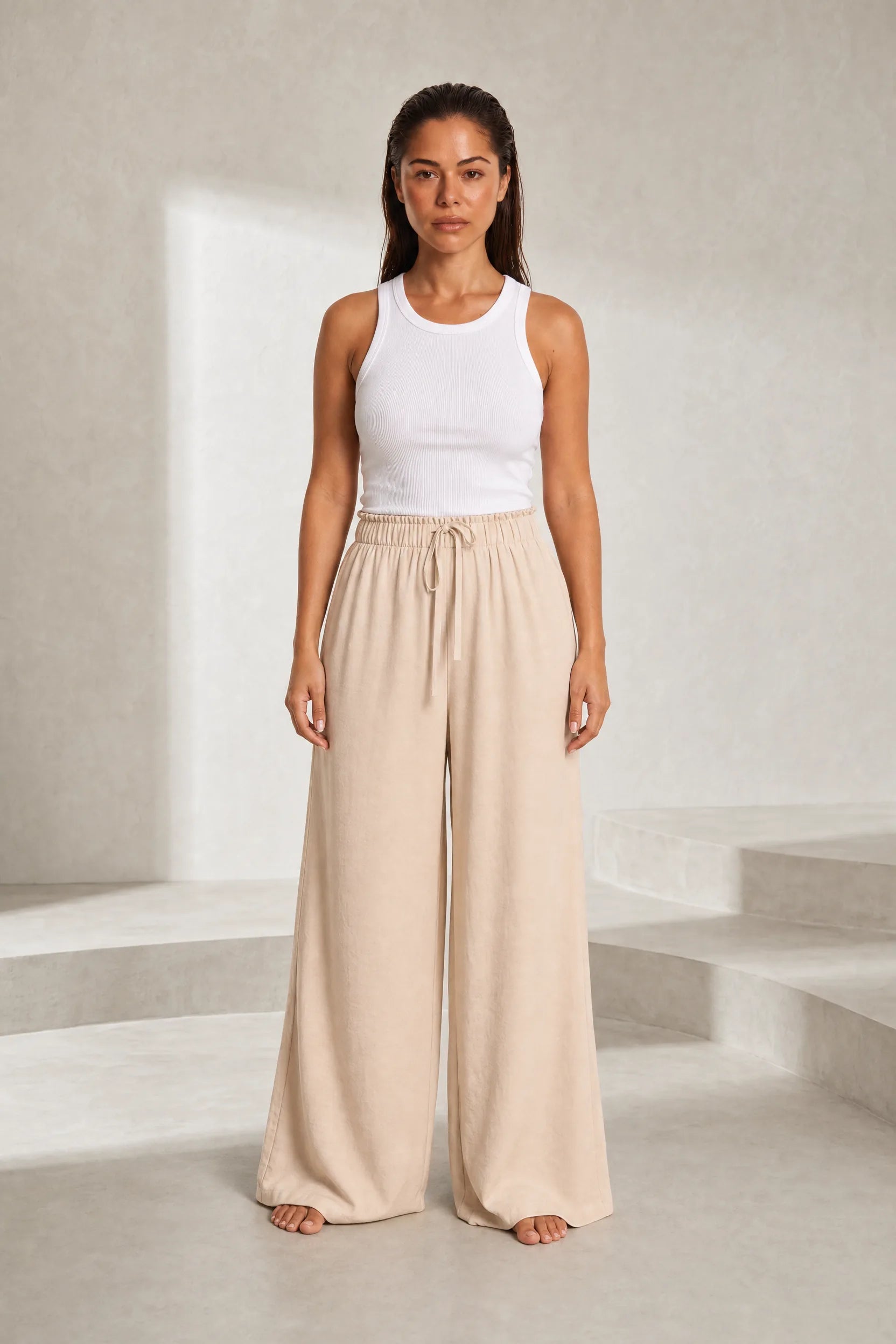 Pantalon fluide large taille cordon | Lounelle Paris