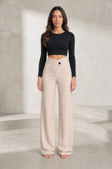 Pantalon fluide taille haute ceinture croisée