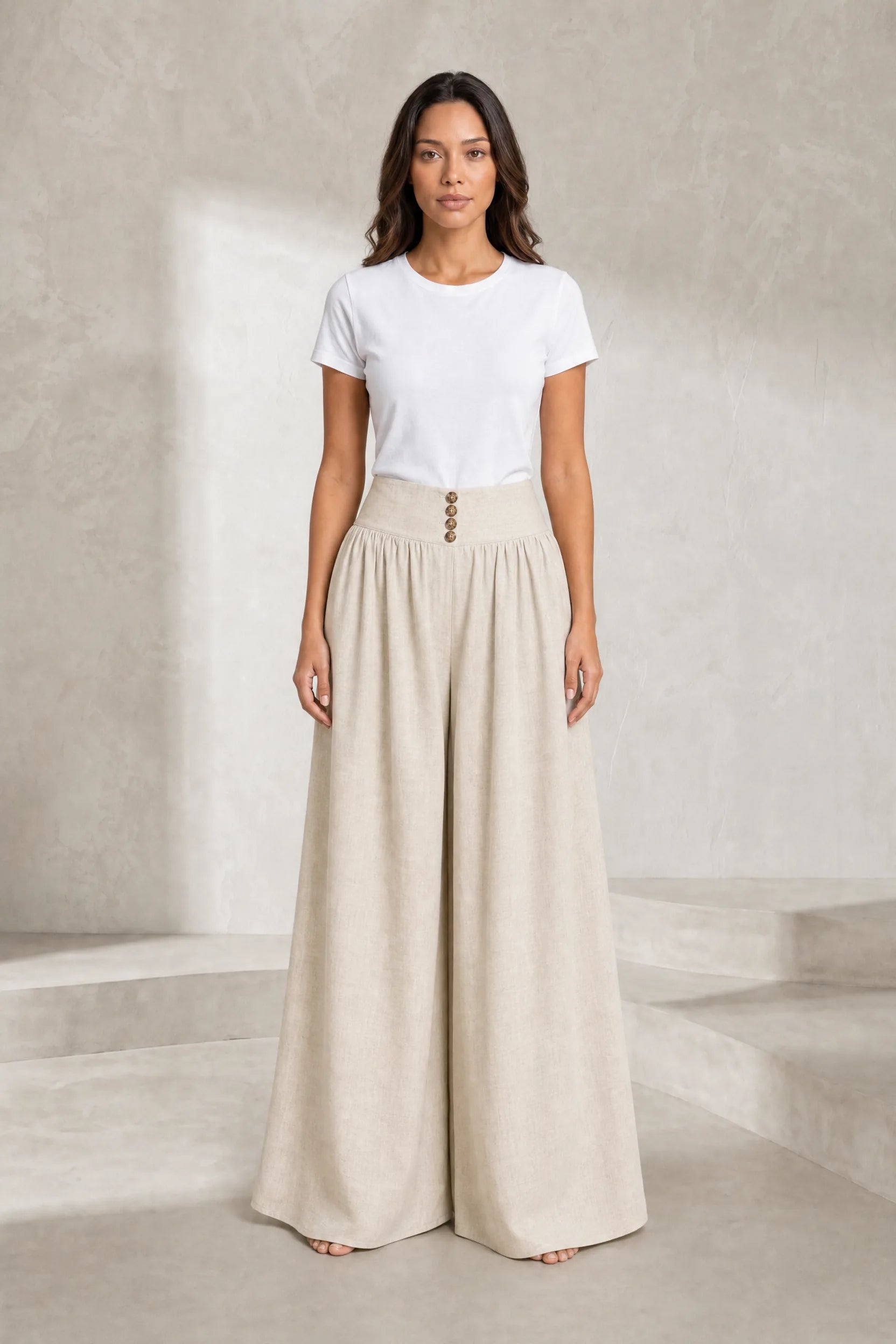 Pantalon large plissé taille haute | Lounelle Paris