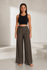 Pantalon large taille haute