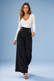 Pantalon large taille haute fluide | Vue en mouvement | Lounelle Paris