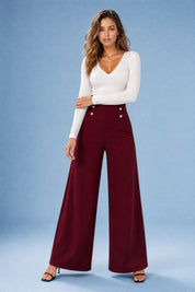 Pantalon large taille haute fluide | Variante Bordeaux | Lounelle Paris