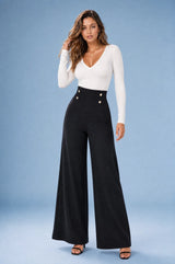 Fließende High-Waist-Hose mit weitem Bein