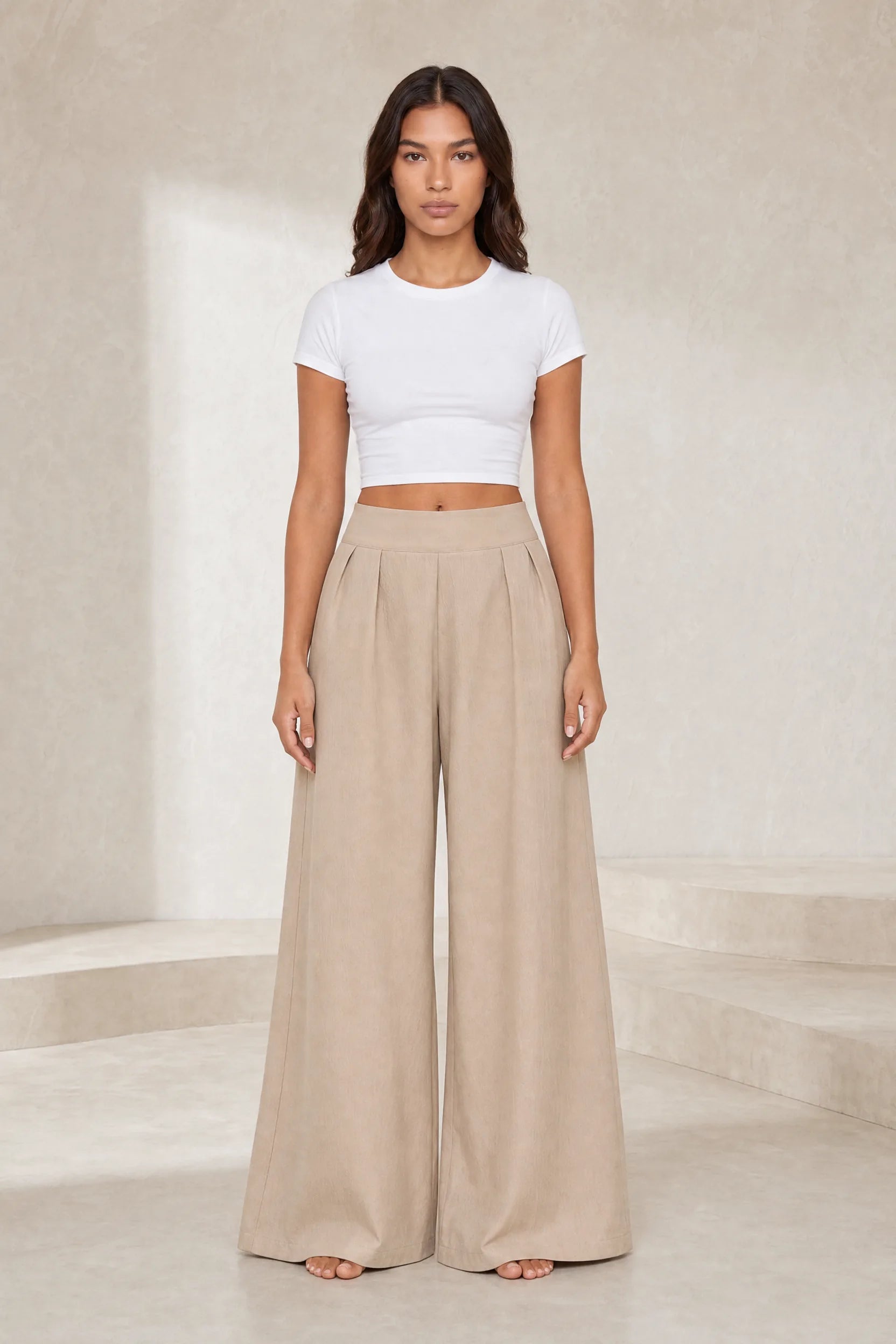 Pantalon large taille haute plissé | Lounelle Paris