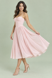 Robe bustier midi rose | Vue de dos | Lounelle Paris