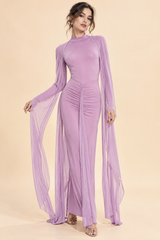 Helllila rückenfreies Kleid mit Cape