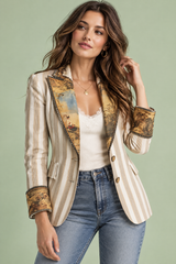 Taillierter gestreifter Blazer in Offwhite