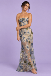 Robe moulante bustier beige | Vue de face | Lounelle Paris
